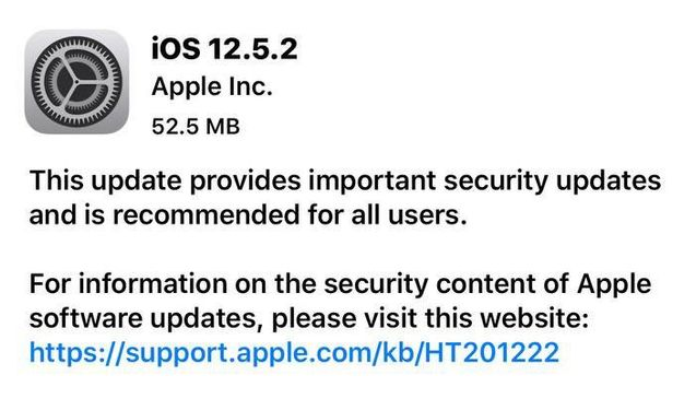 盐田苹果手机维修分享iOS12.5.2发布，建议所有老苹果用户安装 
